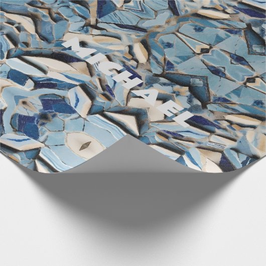 Papier Cadeau Tons De Marbres Bleus Brisés (Coin)