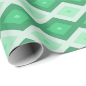 Papier Cadeau Tons de motif diamant vert (Coin rond)