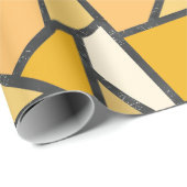 Papier Cadeau Tons de motif en vitrail jaune (Coin rond)