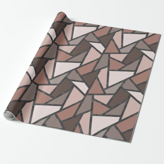 Papier Cadeau Tons de motif en vitrail marron (Déroulé)