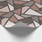 Papier Cadeau Tons de motif en vitrail marron (Coin)