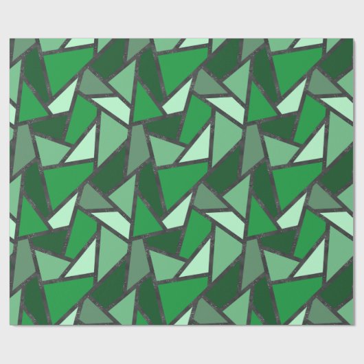 Papier Cadeau Tons de motif en vitrail vert (Plat)