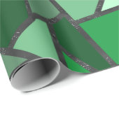 Papier Cadeau Tons de motif en vitrail vert (Coin rond)