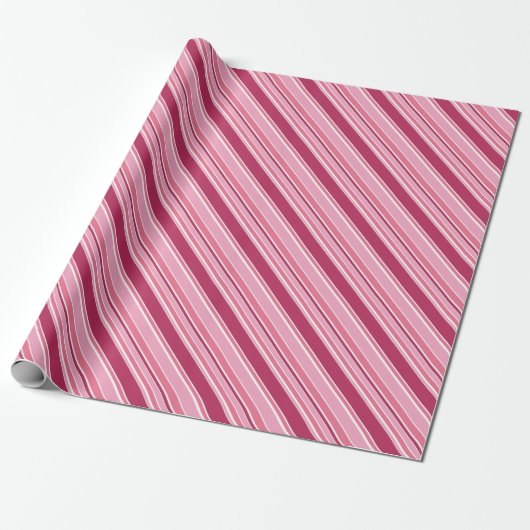 Papier Cadeau Tons de rayures roses (Déroulé)