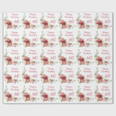 Papier Cadeau Tons de rose blanc Peony Flower Joyeux anniversair (Plat)