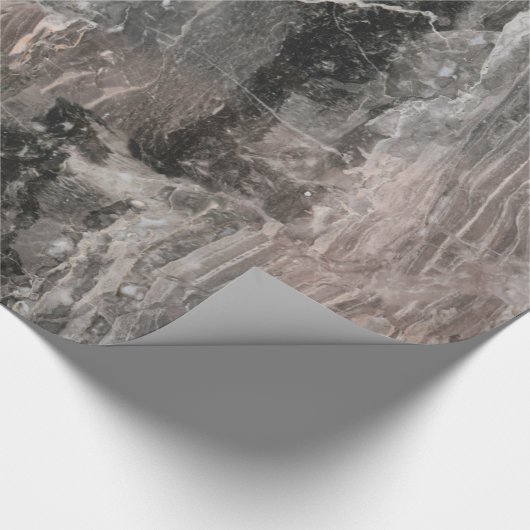 Papier Cadeau Tons Gris Marbre Texture Effet (Coin)