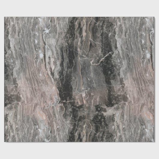 Papier Cadeau Tons Gris Marbre Texture Effet (Plat)
