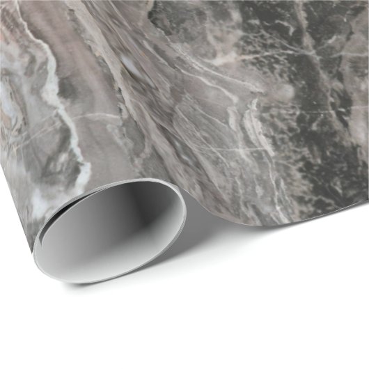 Papier Cadeau Tons Gris Marbre Texture Effet (Coin rond)
