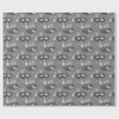 Papier Cadeau Tons gris mignons Oiseaux Motifs (Plat)