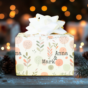 Papier Cadeau Tons minimalistes rose et vert et motifs modernes