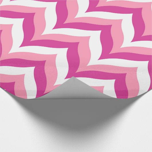 Papier Cadeau Tons Rose Et Blanc Zigzag Chevron Motif (Coin)