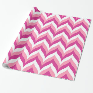Papier Cadeau Tons Rose Et Blanc Zigzag Chevron Motif