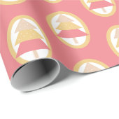 Papier Cadeau Tons roses joyeux Joyeux Arbre de Noël (Coin rond)