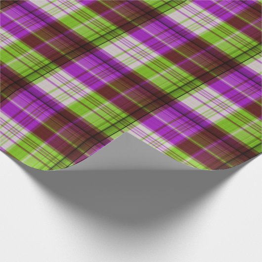 Papier Cadeau Tons vert pourpre Plaid Motif (Coin)