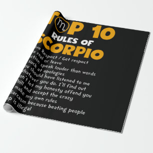 Papier Cadeau Top 10 des règles de Scorpio Cadeaux d'anniversair