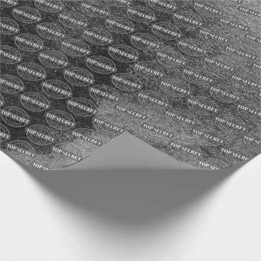 Papier Cadeau Top Secret Tampon Confidentiel Noir Argent Grungy (Coin)