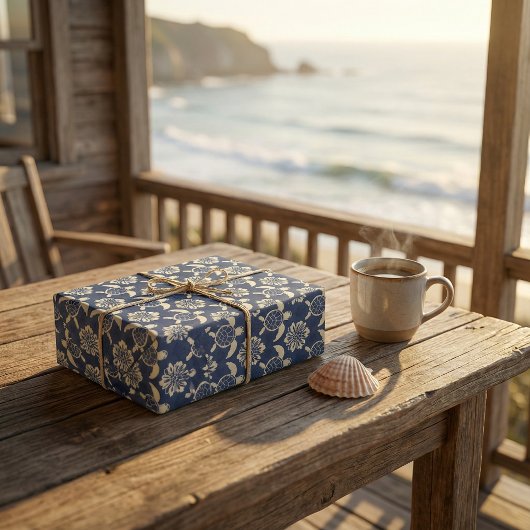 Papier Cadeau Tortue côtière Motif : Art Décoratif Océan