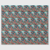 Papier Cadeau Tortue de mer avec chapeau de Santa (Plat)