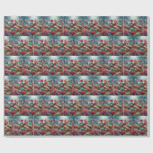 Papier Cadeau Tortue de mer avec chapeau de Santa (Plat)