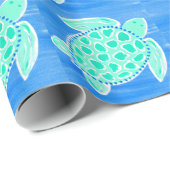 Papier Cadeau Tortue de mer de turquoise (Coin rond)