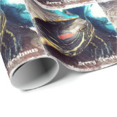 Papier Cadeau Tortue de Noël (Coin rond)