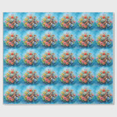 Papier Cadeau Tortue florale (Plat)