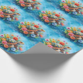 Papier Cadeau Tortue florale (Coin)
