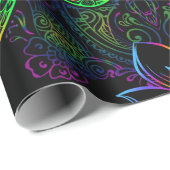 Papier Cadeau Tortue marine dans des couleurs psychédéliques mul (Coin rond)