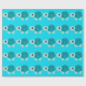 Papier Cadeau Tortue mignonne de turquoise (Plat)