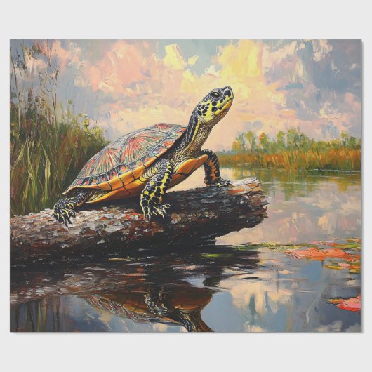 Papier Cadeau Tortue mignonne sur le rond Everglades Découpage (Plat)