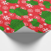 Papier Cadeau Tortue mûre Noël rouge blanc flocons (Coin)