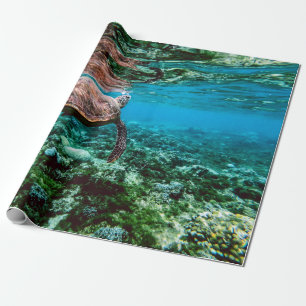 Papier Cadeau Tortue sous-marine tropicale