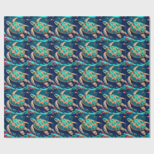 Papier Cadeau Tortue tribale (Plat)