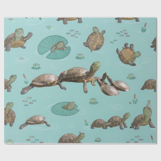 Papier Cadeau Tortues (Plat)