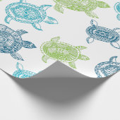Papier Cadeau Tortues bleues et vertes (Coin)