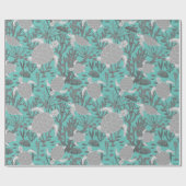 Papier Cadeau Tortues de mer Gris Bleu Marine Faune (Plat)