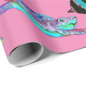 Papier Cadeau Tortues de mer roses et papier à envelopper (Coin rond)