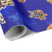 Papier Cadeau Tortues marines Batik Art Africain (Coin rond)