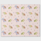 Papier Cadeau Tortues mignonnes Avec Fleurs Envelopper Papier (Plat)