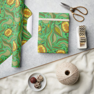 Papier Cadeau Tortues motif sans couture vert Cottagecore