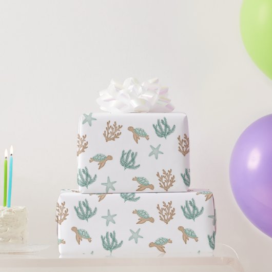 Papier Cadeau Tortues Nageant (Cadeaux de fête)