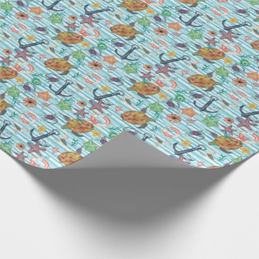 Papier Cadeau Tortues nautiques Seagul Starfish Motif (Coin)