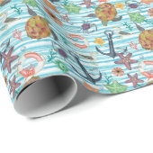 Papier Cadeau Tortues nautiques Seagul Starfish Motif (Coin rond)