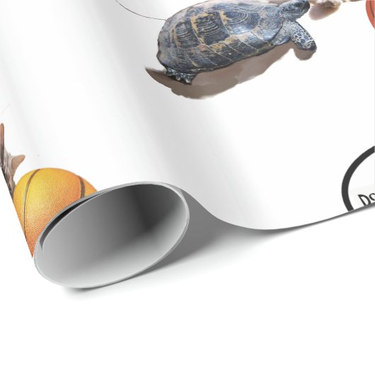 PAPIER CADEAU TORTURE DE CHAT ET BASKETBALL (Coin rond)