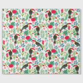 Papier Cadeau toscans colorés fleurs tropicales motif (Plat)