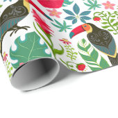 Papier Cadeau toscans colorés fleurs tropicales motif (Coin rond)
