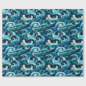 Papier Cadeau Totem océanique Poles & Feather Wave Design (Plat)