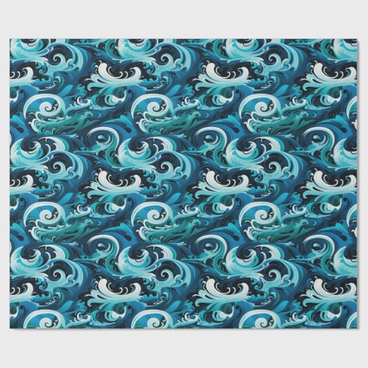 Papier Cadeau Totem océanique Poles & Feather Wave Design (Plat)