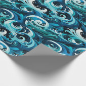 Papier Cadeau Totem océanique Poles & Feather Wave Design (Coin)