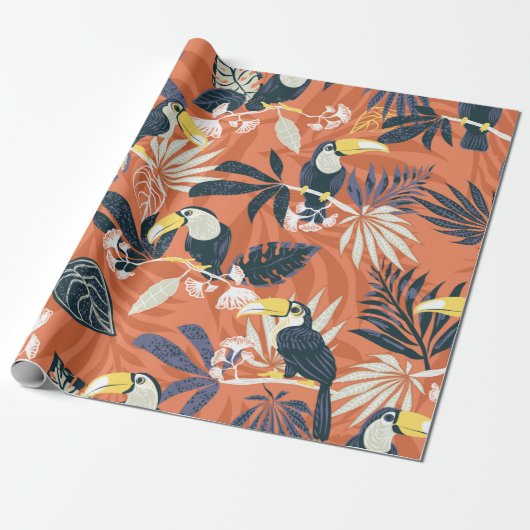 Papier Cadeau toucan and jungle seamless pattern (Déroulé)
